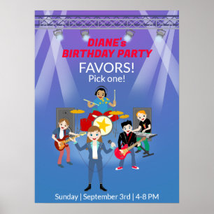 Poster Rock Star Girl Band Anniversaire
