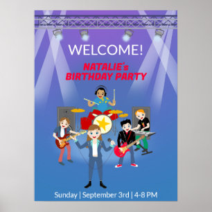 Poster Rock Star Girl Band Anniversaire