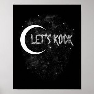 Poster Rock Star Moon Avec Stars Concert Byn