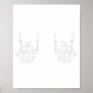 Poster Rock Star Rock Skeleton Hands Rockfun Hallow
