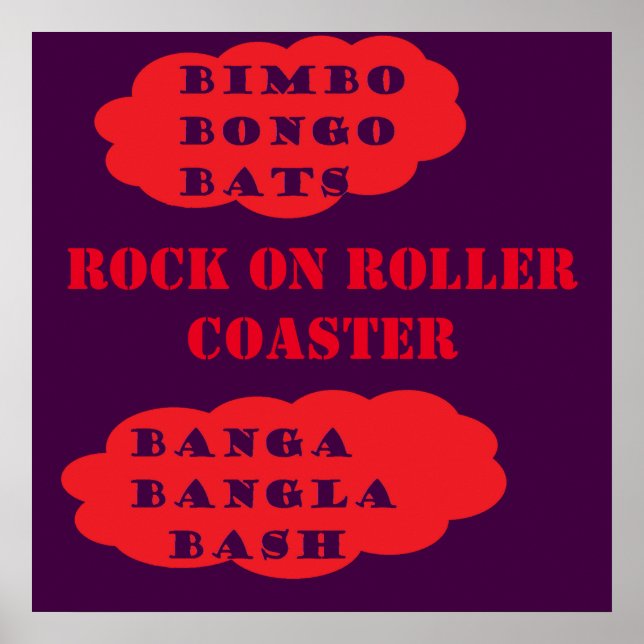Poster Rock sur Roller dessous de verre pop art rouge vio (Devant)