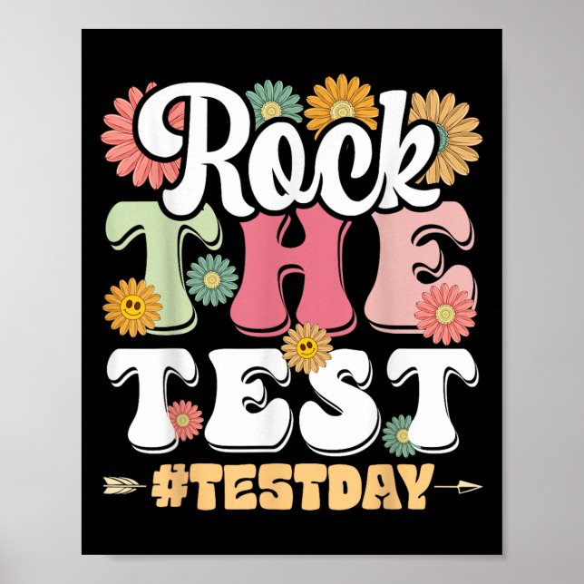 Poster Rock The Test Testing Day Groovy Motivational Teac (Devant)