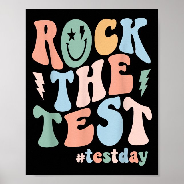 Poster Rock The Test Testing Day Retro Motivational Teach (Devant)