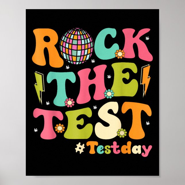Poster Rock The Test Testing Day Retro Motivational Teach (Devant)