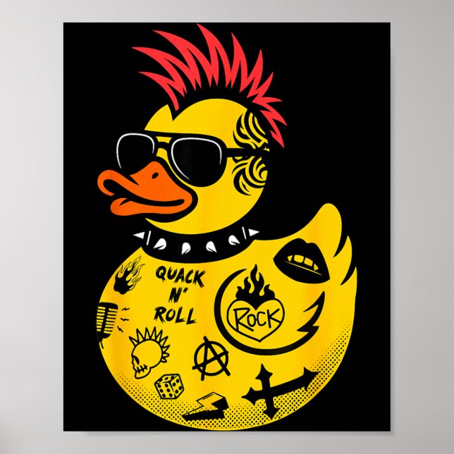 Poster Rock Yellow Rubber Duck Men Women Kids Funny Duck  (Devant)