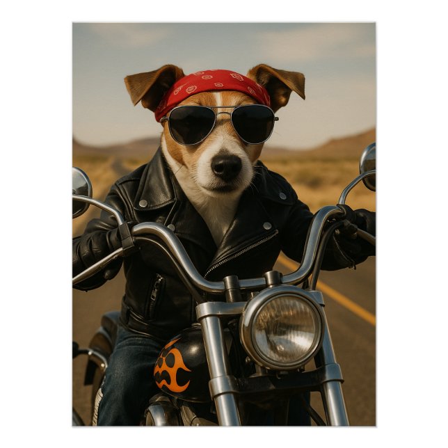 Poster Rocker Jack Russell sur la route (Devant)