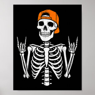 Poster Rocker Skeleton Halloween Rock Costume Casquette P