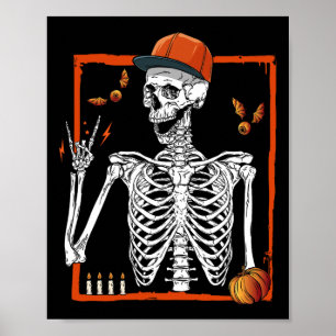 Poster Rocker Skeleton Rocher Main Rock Sur Costume Drôle