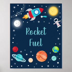 Poster Rocket Fuel Space Rocket Ship Planètes Anniversair