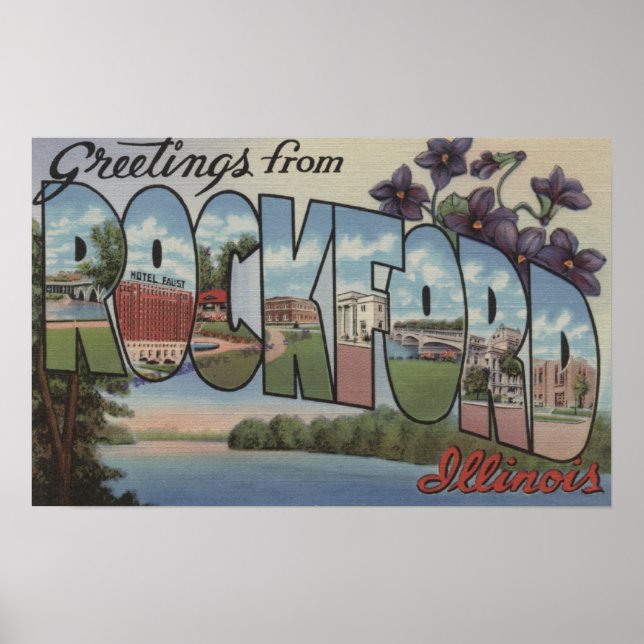 Poster Rockford, Illinois - Scènes à grandes lettres (Devant)