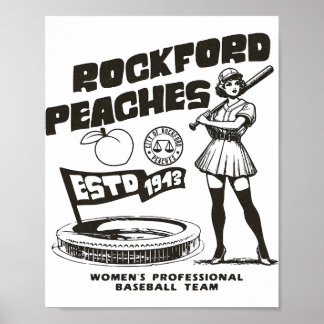 Poster Rockford Peaches Women's Bysebyll Team 1943 - 