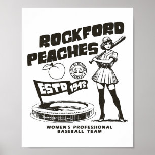 Poster Rockford Peaches Women's Bysebyll Team 1943 - Copi