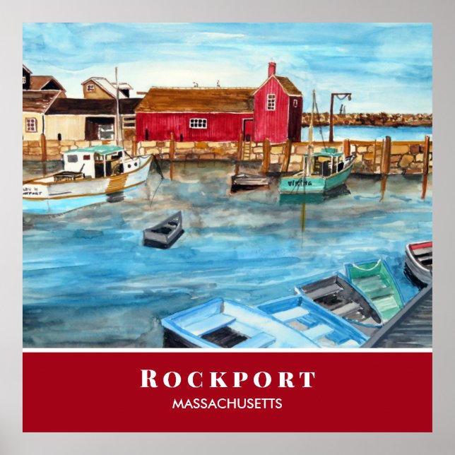 Poster Rockport Harbour Massachusetts Nouvelle-Angleterre (Devant)