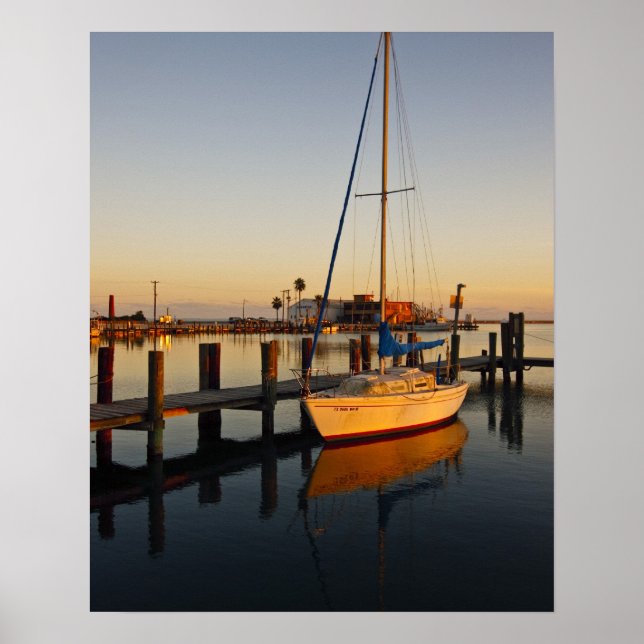 Poster Rockport, port du Texas au coucher du soleil (Devant)