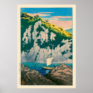 Poster Rockson La rivière Kiso par Kawase Hasui