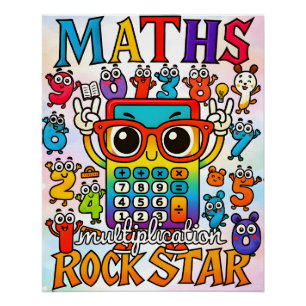 Poster Rockstar de la multiplication des maths Calculatri