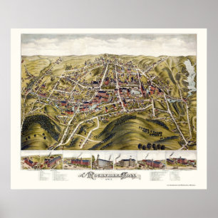 Poster Rockville, carte panoramique de CT - 1877