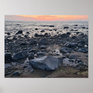 Poster - rocky beach at sunset