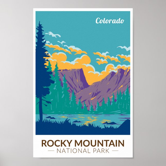 Poster Rocky Mountain National Park Teton Range Travel (Devant)