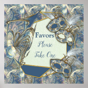 Poster Rococo Rich avec Gold Relief & Masques