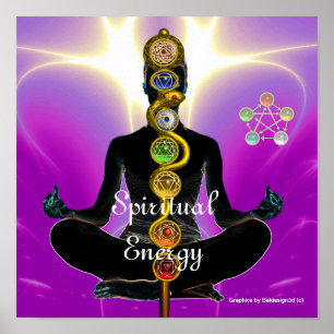 Poster RODE D'ASCLEPIUS 7 CHAKRAS, YOGA LOTUS POSE rose