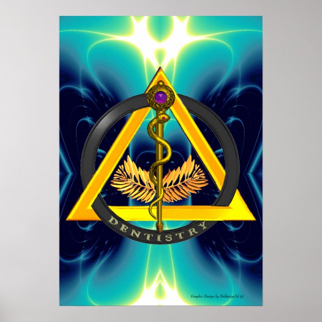 POSTER RODE DU SYMBOLE DE DENTISSE DENTISTE ASCLEPIUS (Devant)