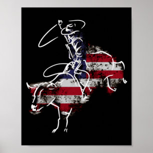 Poster rodéo américain de rodéo rétro grunge usa