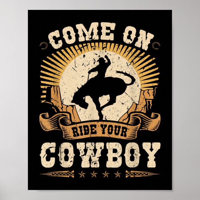 Poster Rodeo Bronc équitation Circulez votre Cowboy Bucki (Devant)
