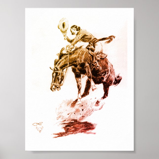 Poster Rodeo Cowgirl (par C.M. Russell) (Devant)