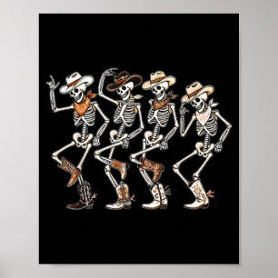Poster Rodéo de danse squelettique de l'Ouest Halloween