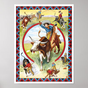 Poster Rodéo et exposition occidentale sauvage, 1910. La