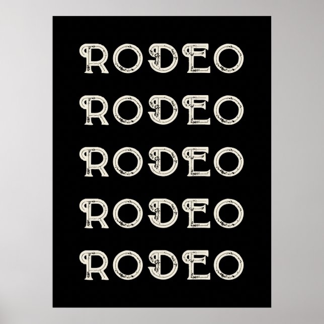 Poster Rodeo Western Typographie Wall Art Ranch Cabine Ac (Devant)