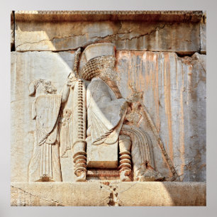 Poster Roi Darius I. Bas-relief, Persépolis, Iran