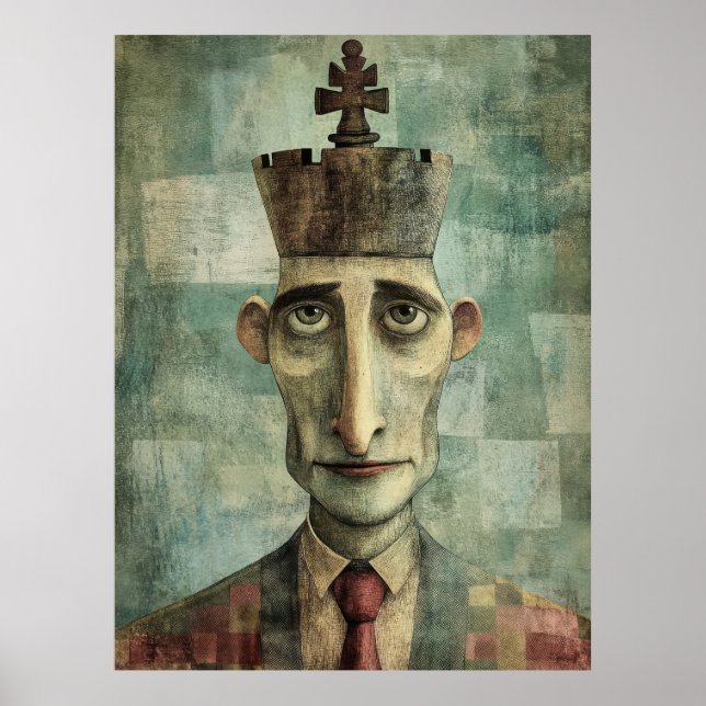 Poster Roi de la Commission, Whimsical Chess King Portrai (Devant)