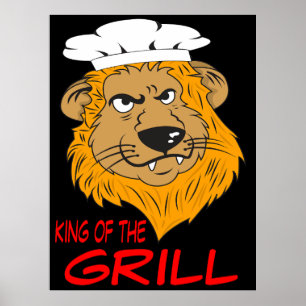 Poster Roi du Grill, Tête de Lion Encoléré, Drôle