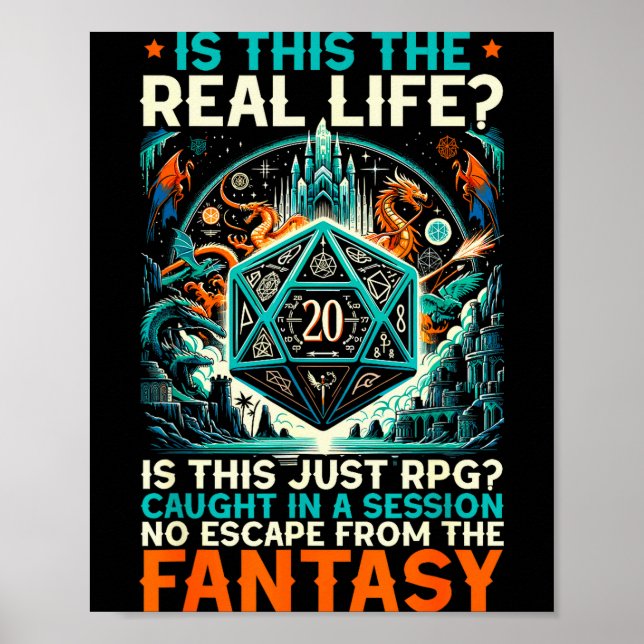 Poster Role Playing Game Rpg Master D20 Tabletop Funny Rp (Devant)