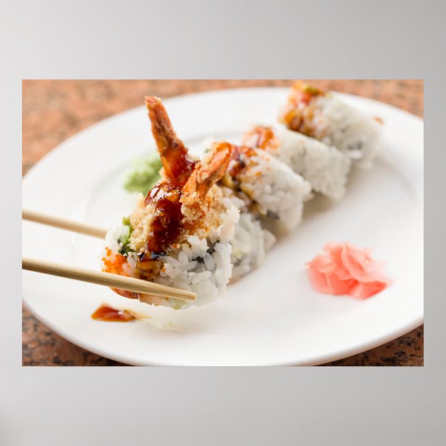 Poster Roll de crevette Tempura Sushi (Devant)