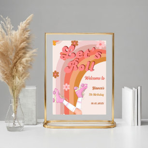 Poster Roll Retro Super Roller Skate Anniversaire Partie