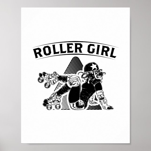 Poster Roller Derby Girl | Idées cadeaux de patinage en l (Devant)