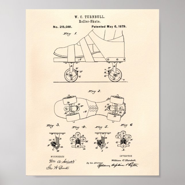 Poster Roller Skate 1879 Art Brevet Vieux Poivre (Devant)
