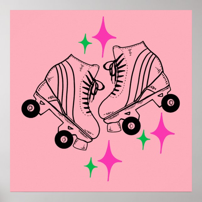 Poster Roller Skates Derby Patinage rose (Devant)