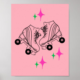 Poster Roller Skates Derby Patinage rose