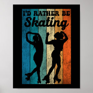 Poster Roller Skating Je Préférerais Patiner 1970S Retro