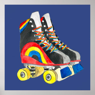 Poster Rollerskates art des années quatre-vingts