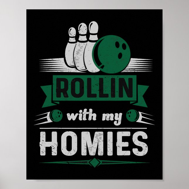 Poster Rollin Avec Mes Hommes Retro Bowling 1 (Devant)