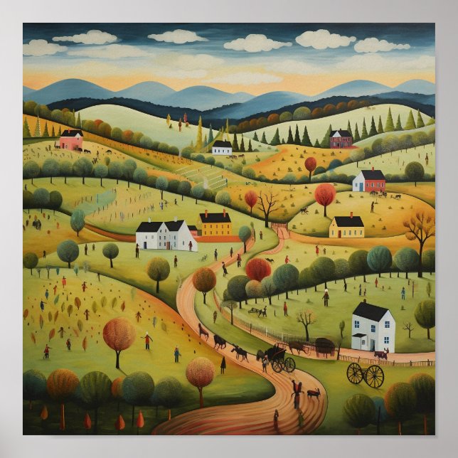 Poster Rolling Hills American Folk Art (Devant)