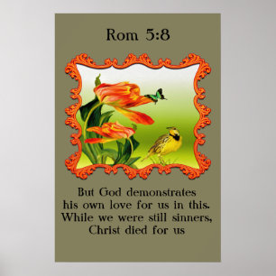 Poster Rom 5:8 Canard moqueur jaune et noir