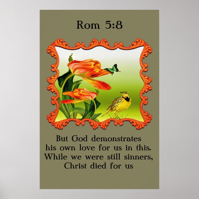 Poster Rom 5:8 Canard moqueur jaune et noir (Devant)