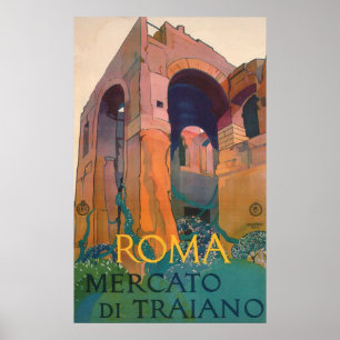 Poster Roma Mercato Di Traiano, Ruines anciennes, Italie 