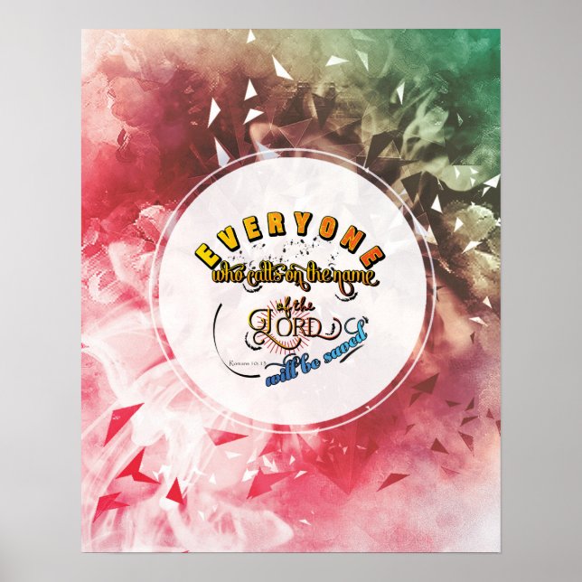 Poster Romains 10: 13 versets de la Bible versets d'écrit (Devant)